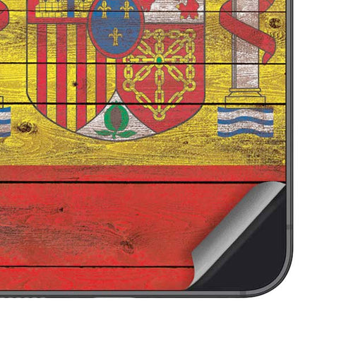 Spain Flag Dark Wood Galaxy S23 Skin